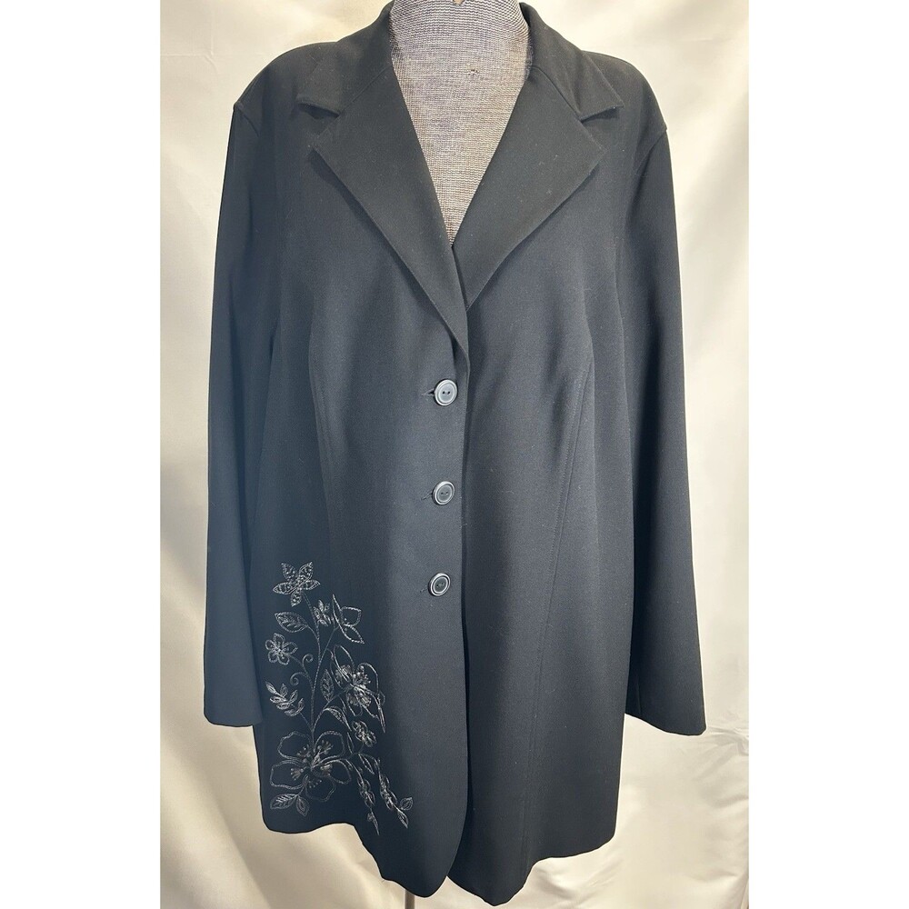 Avenue Black Blazer With Embroidery Design Women’s Size 20